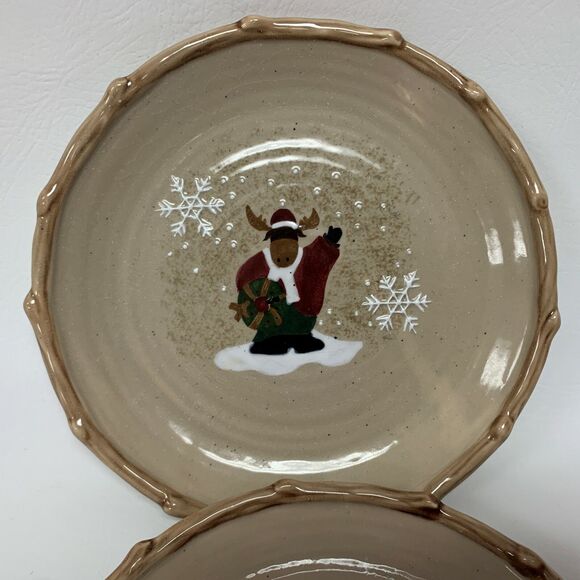 Make the Season Bright Salad Plates Christmas Holiday Bear Moose Lot of 2 - Picture 9 of 12